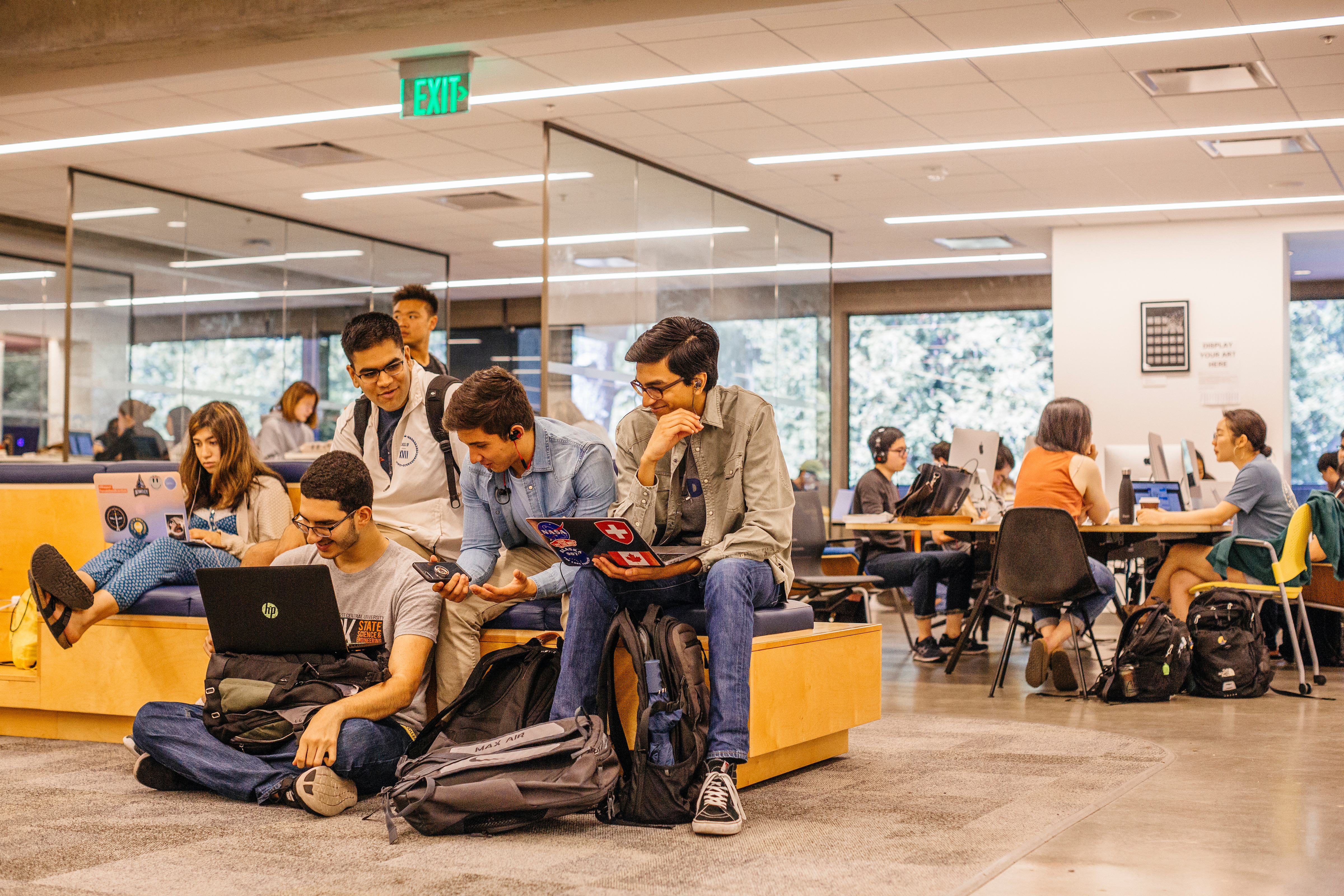 Students working together inside Moffitt Library